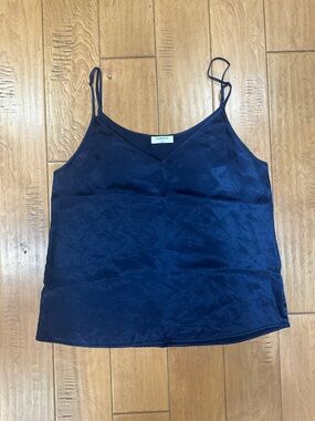 Babaton Navy Satin V-Neck Cami